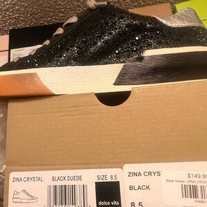 Dolce Vita Black Crystal Sneakers Brand New In Box size 8.5!